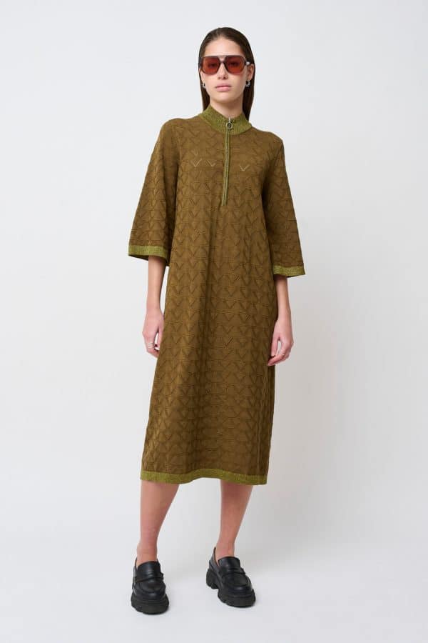 CRÉTON CRRebel strik kjole (OLIVE GREEN XL)